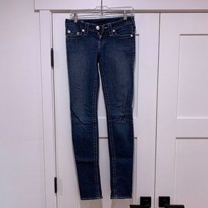 True Religion Women's Skinny Jeans in Dark Blue Denim